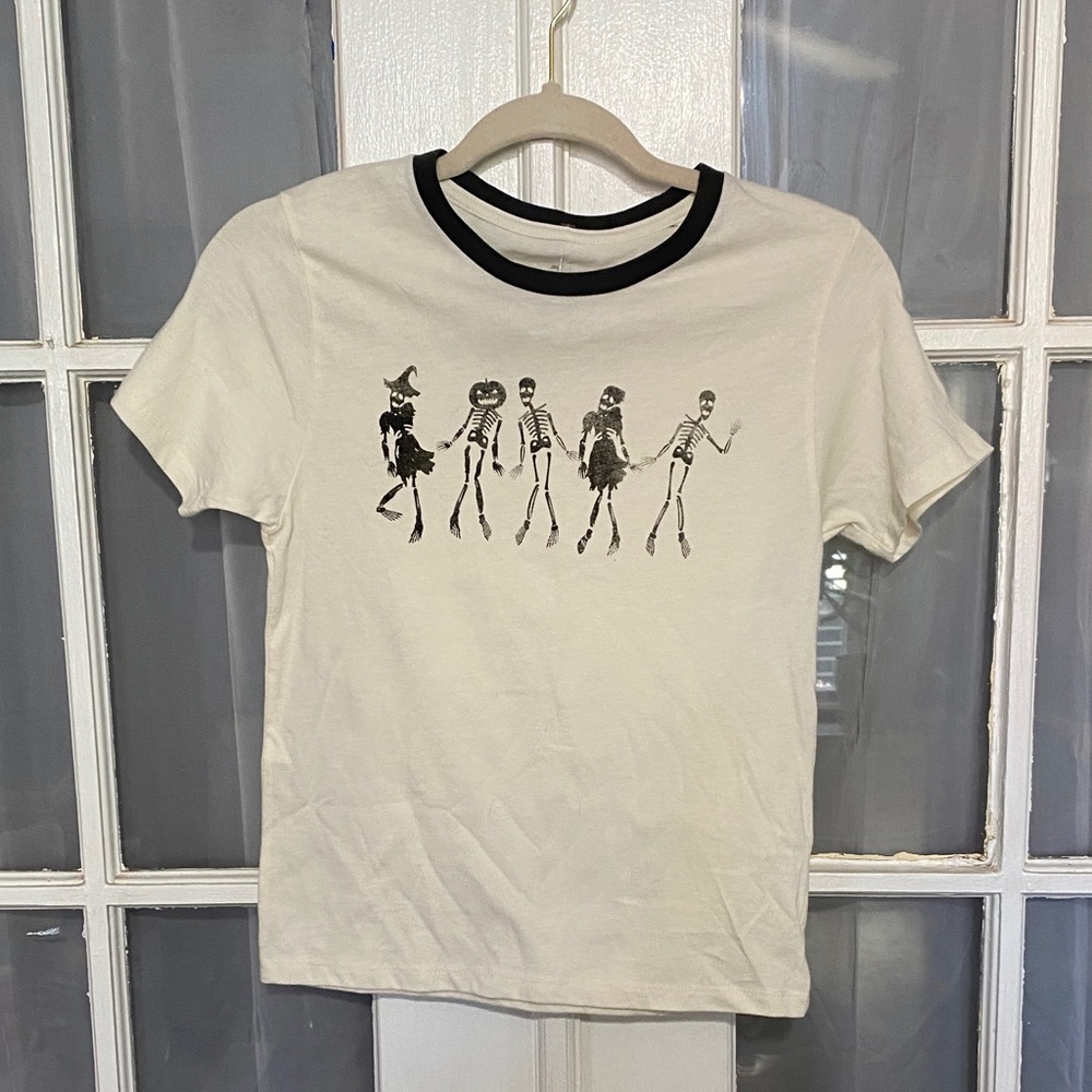 Desert Dreamer Skeleton Dance Graphic Ringer Tee  Baby Tee T-Shirt NWT